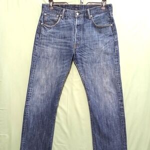 Levi's 501 Original Riveted Jeans Mens Blue Denim Straight Leg Button Fly  36/34